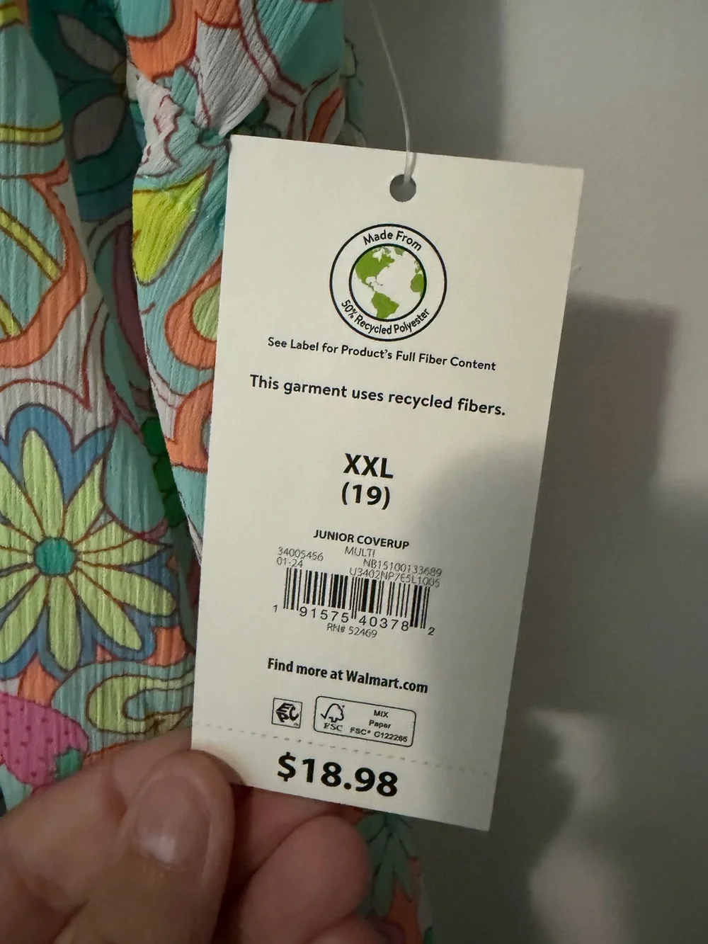 NWT No Boundaries Retro Floral Junior’s Swimsuit Coverup